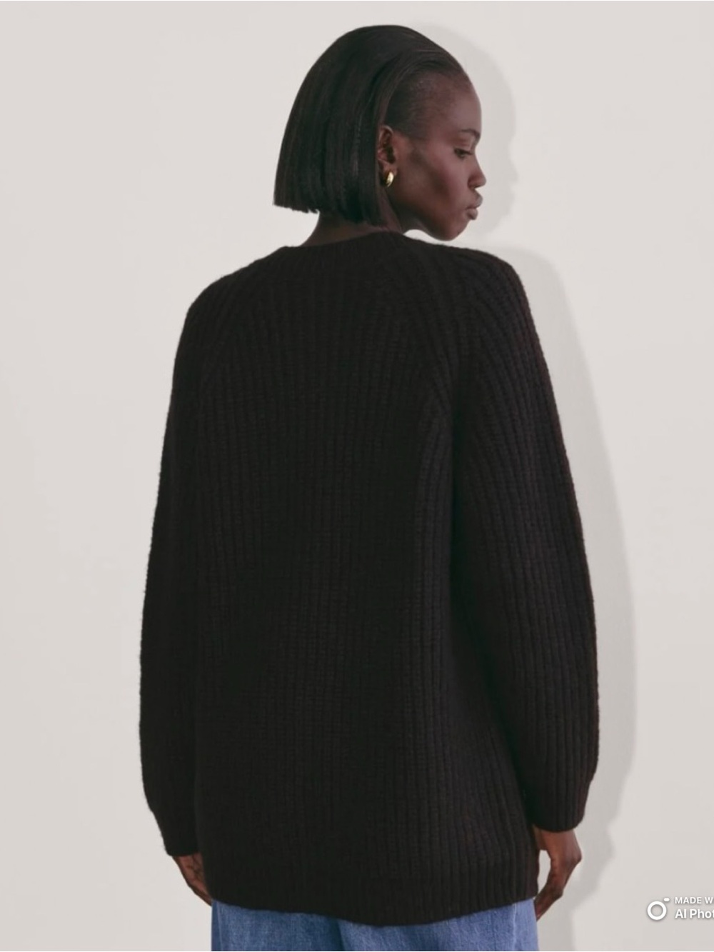Everlane Black The Fisherman Cardigan in Cloud Size Small NWT Cozy Fall Winter - Picture 7 of 16